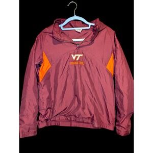 Vtg Virginia Tech Hokies Kids Quarter Zip Lined Pullover 90 Jacket 12/14 Red Oak